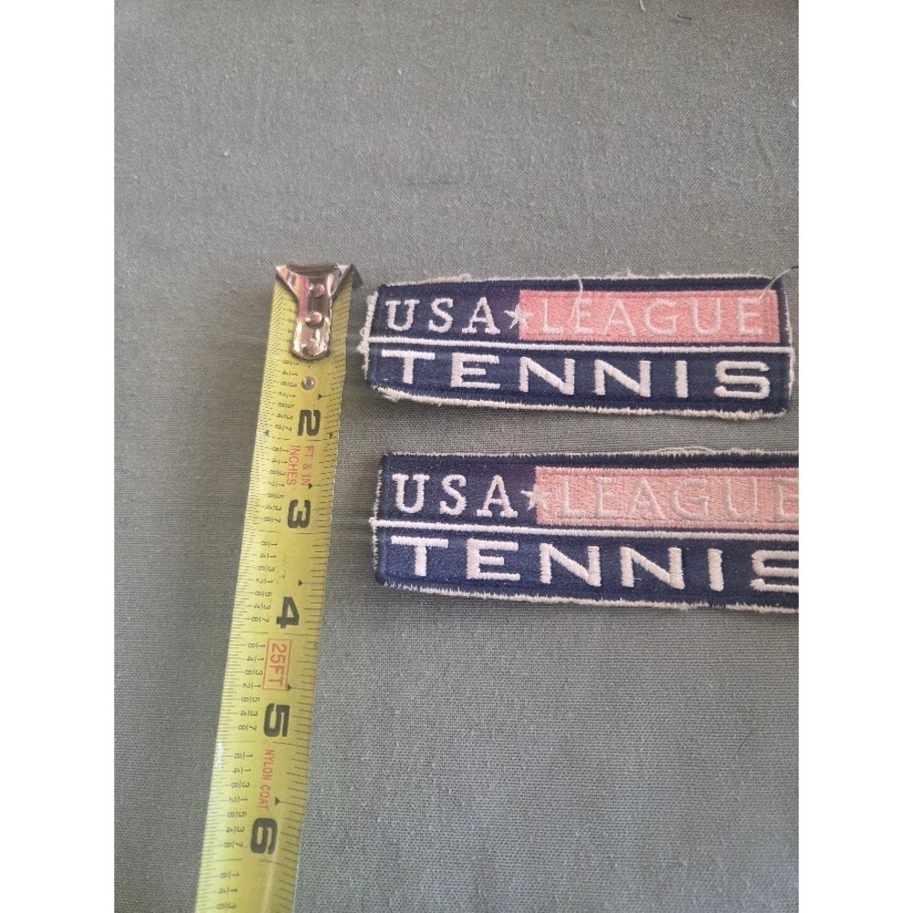 Set of 2 Vintage USA League Tennis Embroidered Patches Blue Pink White Star - Picture 3 of 3